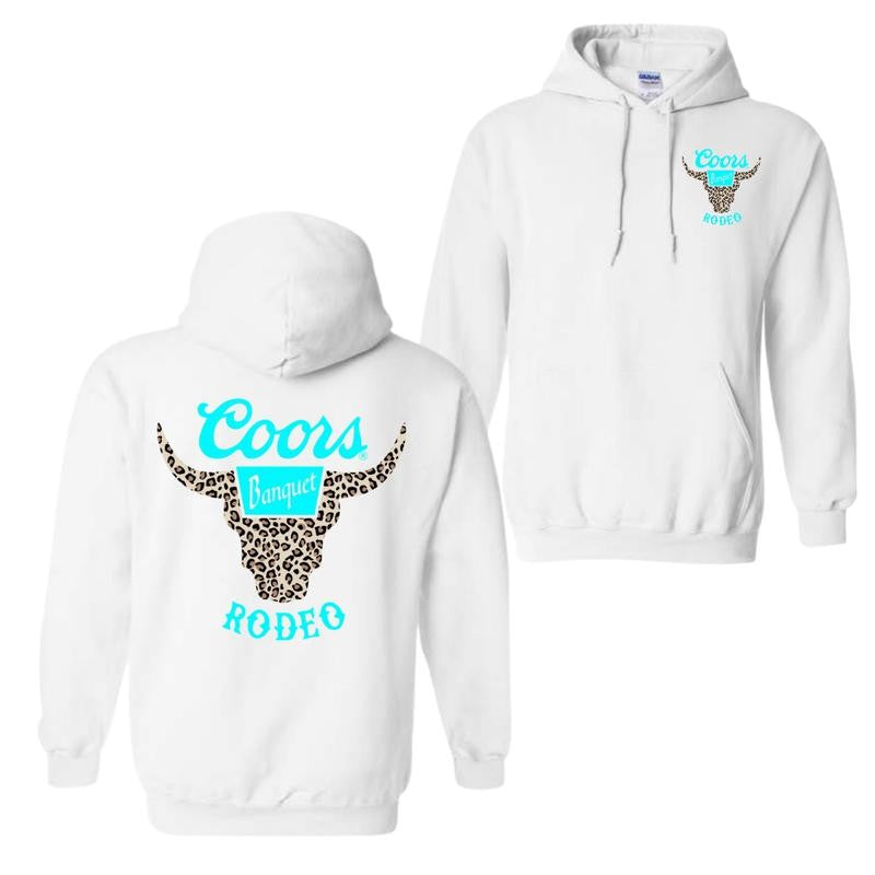 Coors Banquet Rodeo Horns Leopart Hoodie And T-shirt, Trendy Apparel For Men And Women, Casual Yet Stylish Attire, Size Inclusivity For All