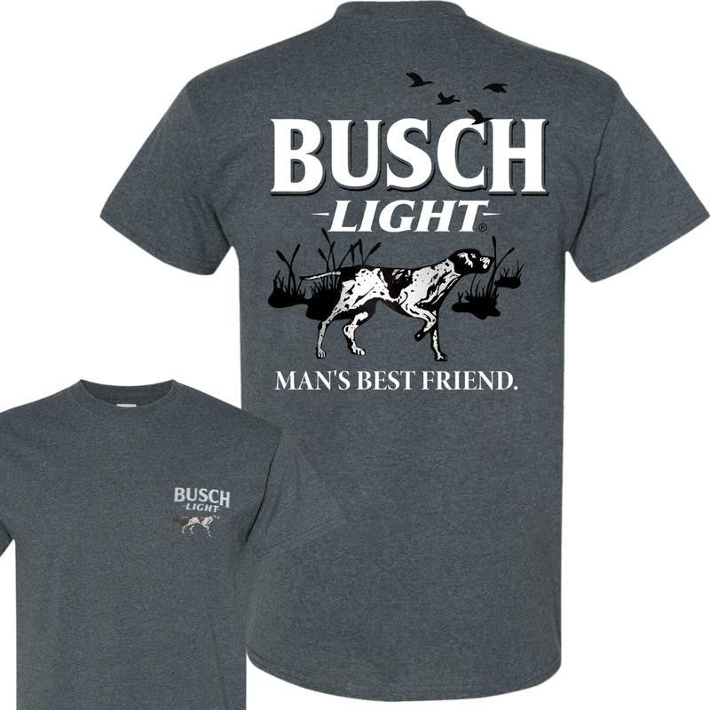 BUSCH LIGHT, Busch Light Man's Best Friend 2-sided T-shirt, Busch Light T shirt Full Color For Men And Women, Busch Light Beer Tshirt, Casual Graphic Round Neck T-shirt for Summer, Fashion Top for Daily Wear