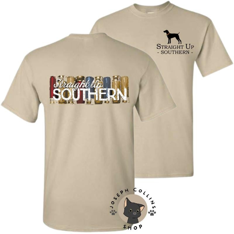 Shotgun Shells T-Shirt - by Straight Up Southern - Summer Outfits, Regular Fit Short Sleeve Crew Neck T-Shirt for Men, Casual Comfy Knitting Top for Summer