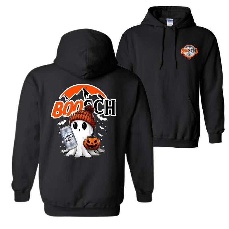 Boosh Light Cute Boo Ghost Halloween 2 Sided Shirt, Busch Light Halloween Hoodie For Men And Women, Halloween Cute Ghost Trendy Hoodie, Casual Classic