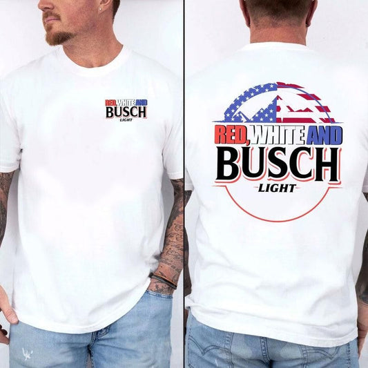 Busch Light T-Shirt, Busch Light, Beer Tee, Joe Dirt Merica July 4th Shirt, Independence Day, Casual Graphic Round Neck T-shirt for Summer, Fashion Top for Daily Wear