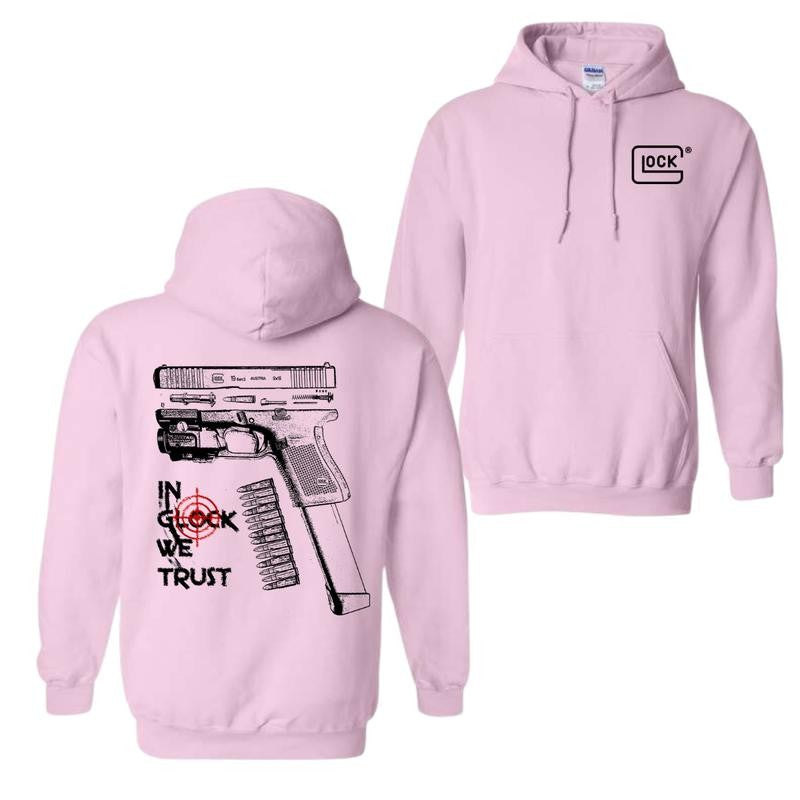 Glock Hoodie IN GLOCK WE TRUST Hoodie Double Side Shirt Hot Trend For Men For Women