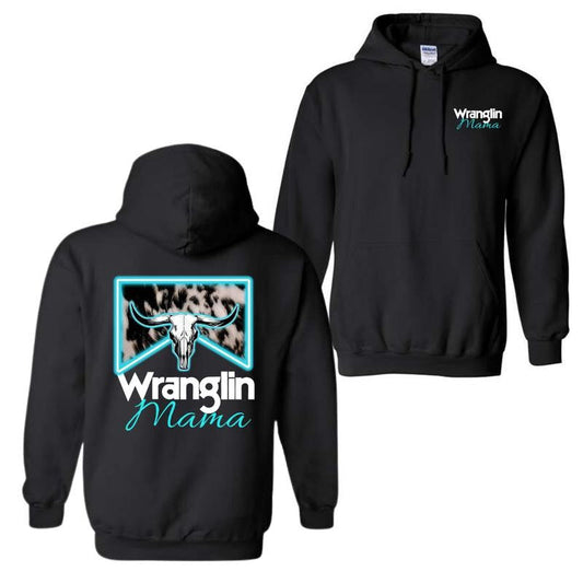 Wranglin' Mama Hoodie, Western-Inspired Graphic Hoodie, Trendy Ranch Life Hoodie, Stylish Western Apparel, Cozy and Comfortable Design