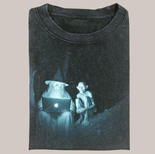 Lord of the Rings Vintage Tee, Galdalf x Gollum T-Shirt, Meme Cringe Funny Dumb Shirts, Unisex Movie Shirt Menswear Womenswear Streetwear