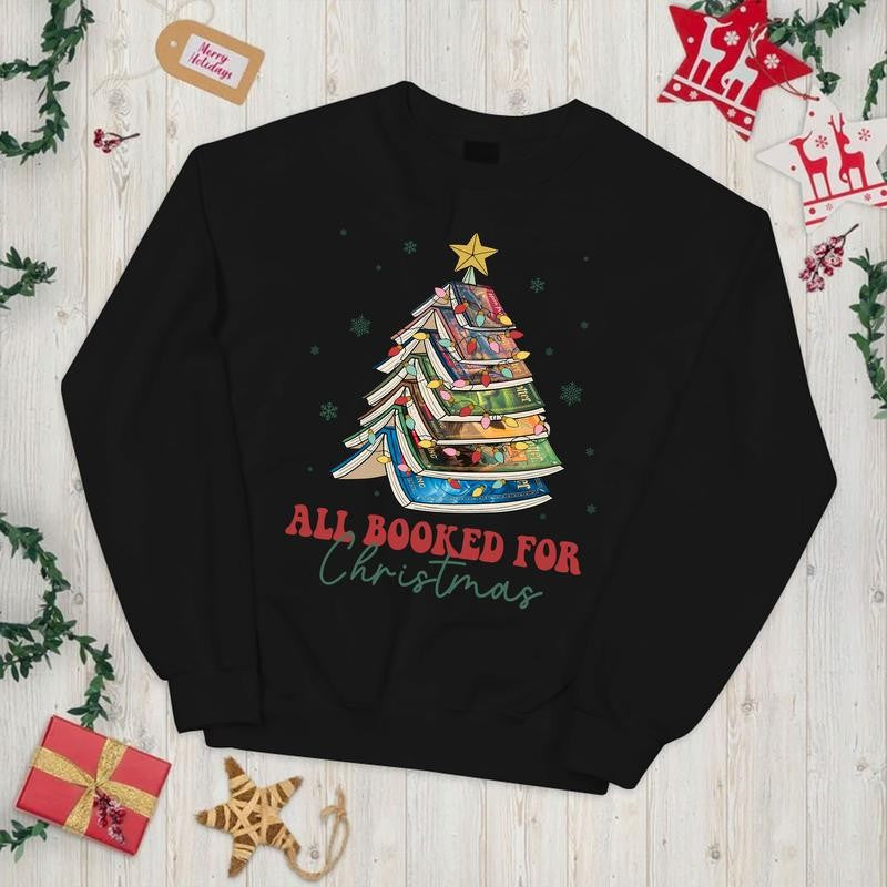 HP All Booked For Chritmas Unisex Sweatshirt, Hogwarts Unisex T-Shirt, Harry Hoodie Check Cotton Fit