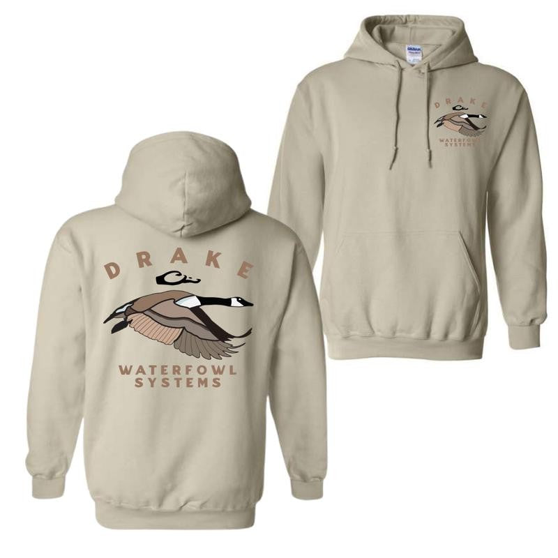 Drake Waterfowl Systems Hoodie - Classic Black Pullover with Bold Duck Design, Cozy Unisex Sweatshirt for Waterfowl and Outdoor Enthusiasts
