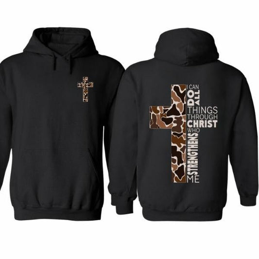 Christian Hoodie Camo Cross Design with Philippi Tshirt/ Hoodie, Vintage Unisex Tee Shirt Man Women, 100% Cotton Sleeve, Pullover Womenswear Clothing
