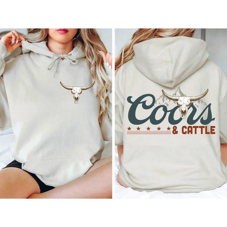 Coors Rodeo Hoodie, Retro Coors Cowboy tshirrt, The Original Coors Cowboy Hoodie, Desert T-shirt, Western tshirt, Country Girl Hoodie Cotton - Trendy To Timeless - From Small To Extra Large - Shared Wardrobe Options - Iconic Styles - Choose Your Hue