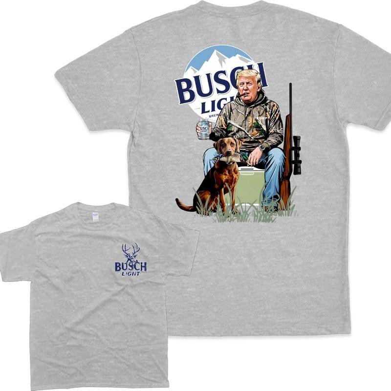 [ Sale Up To 65% ] Hunter Trum With Busch Light 2 Siders Hoodie T-Shirt /Sweatshirt/ Hoodie, Shirt Man woman, Vintage Shirt, Fan Gift Cotton