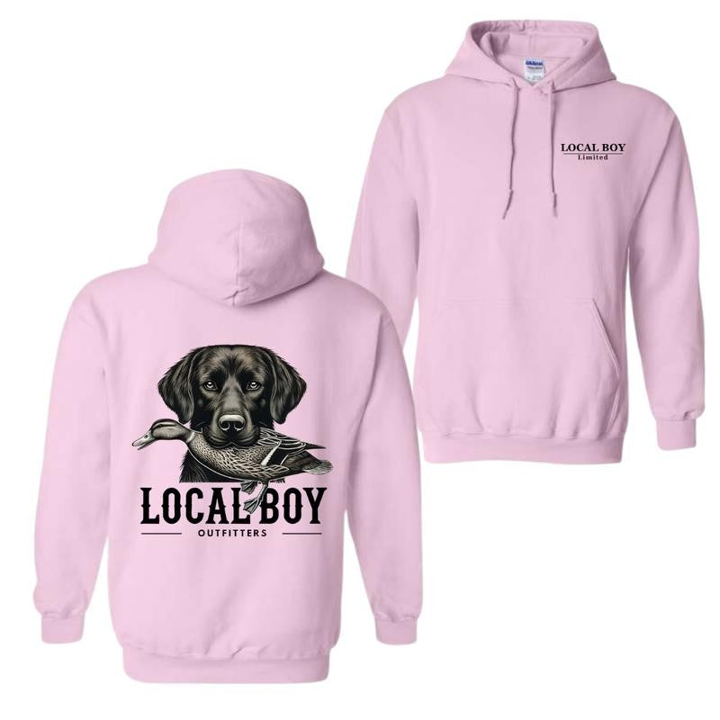 Local Boy Hoodie, Duck Hunting Dog Graphic, Outdoor Menswear Sweater, Wildlife Lover Apparel, Country Lifestyle Wear