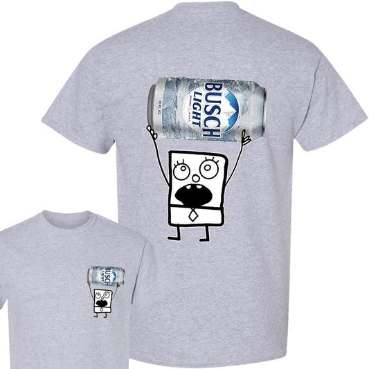 Doodlebob Bush Light Unisex T-shirt, Funny Bush 2 Sided Shirt, Casual Graphic Round Neck T-shirt for Summer, Beer Party Summer Shirt, Fashion Top for Daily Wear, T shirt For Men And Women