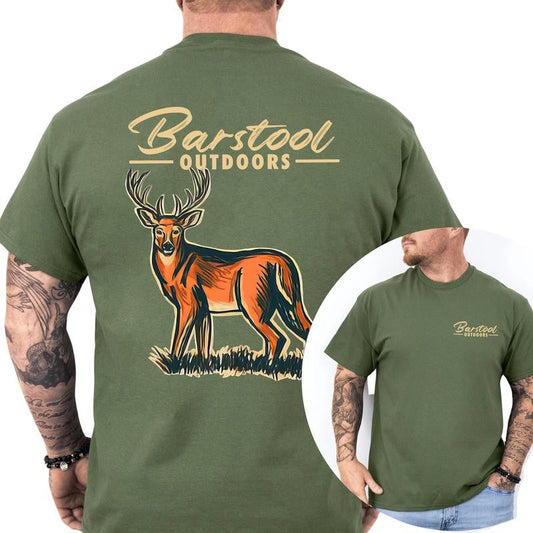 Vintage Busch Light Outdoors Deer Hunt T-shirt 2-Sided, Men's Deer Hunting Tops, Buck Hunt Shirt, Unisex Hunter Tee, Classic Cotton Fabric Menswear