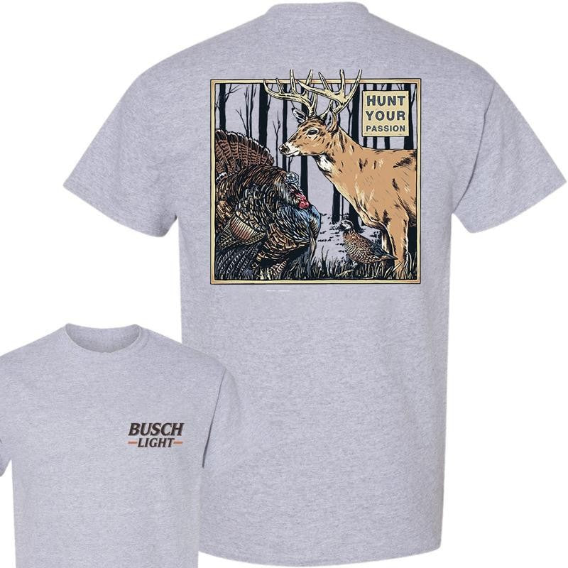 Mens Busch Light Cotton T-Shirt, Hunt Your Passion Unisex Shirt, Clothing Deer Hunting Outdoors Tee, For Men, For Women