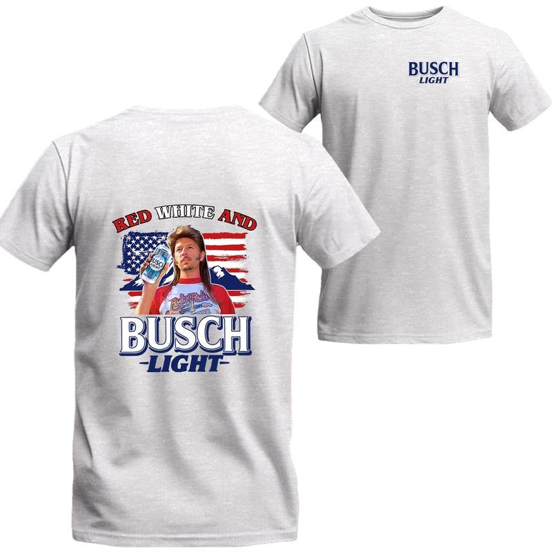 Joe Shirt Red White and Busch Light Tee, BUSCH LIGHT Unisex Shirt, Beer Shirt, Menswear Top, Streetwear, Drinking Shirt