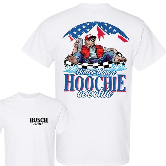 Busch Light -Beer- Hotter Than A Hoochie Coochie 2-sided Shirt, Casual Graphic Round Neck T-shirt for Summer, Fashion Top for Daily Wear, T shirt For Men And Women
