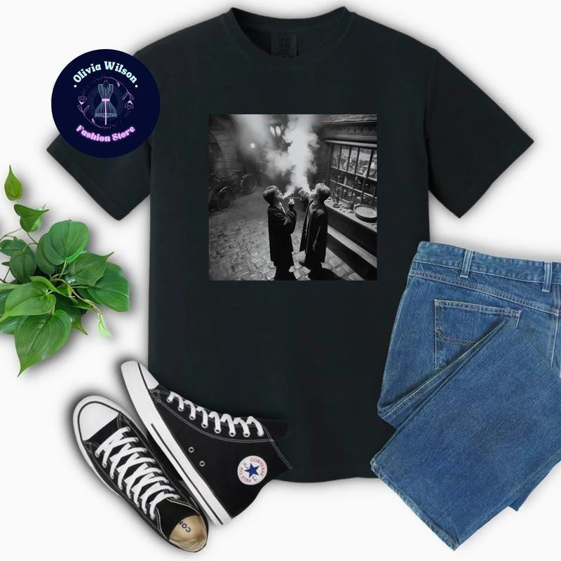 Harry and Ron Smoking in Diagon Alley Shirt, Potter Wizarding Fan Tee, Potterhead Christmas Birthday Gift, Potter Book Funny 90s Vintage Shirt