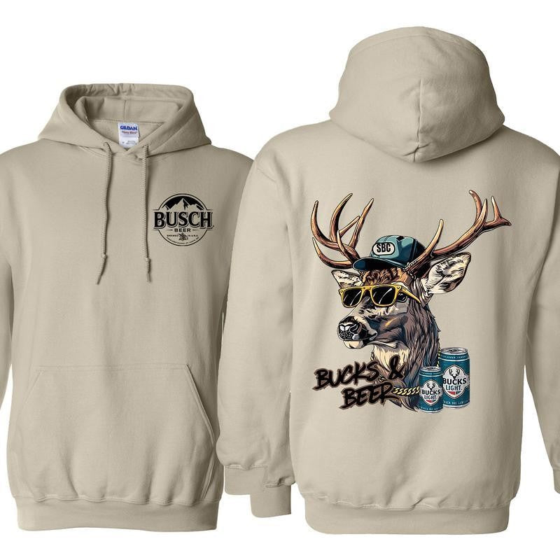 Busch Light Bucks & Beer 2 Sided Hoodie - Sweatshirts, Perfect For Beer Lovers, Unisex for Men and For Women Classic Cotton