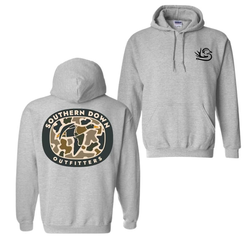 Southern Down Outfitters Camo Shirt , Duck Hunting Southern Down Hoodie, Outdoor enthusiast gift, For southern style enthusiasts, Unisex fit