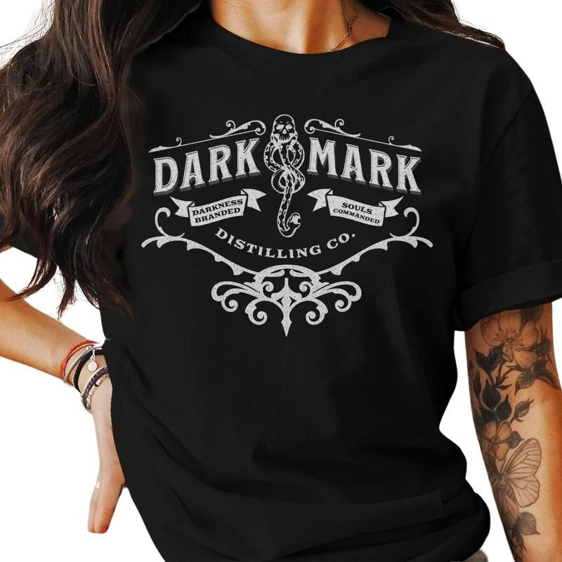 Harry Potter inspired Dark Mark Distilling Co. shirt, Vintage Slytherin Tee, Gift for the Harry Potter fans