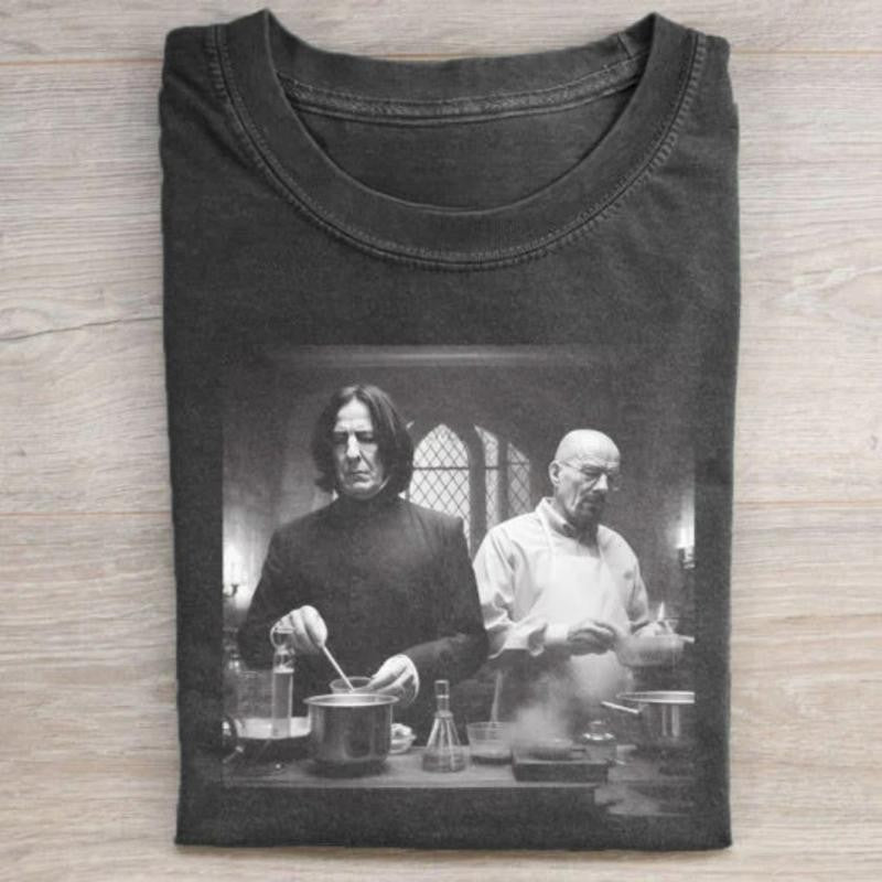 Vintage Walter White and Severus Snape Cooking Graphic Tee, Breaking Bad Movie Shirt, Harry Potter Movie Shirt, Funny Graphic Tee, Movie Parody Tshirt, Movie Lovers Shirt