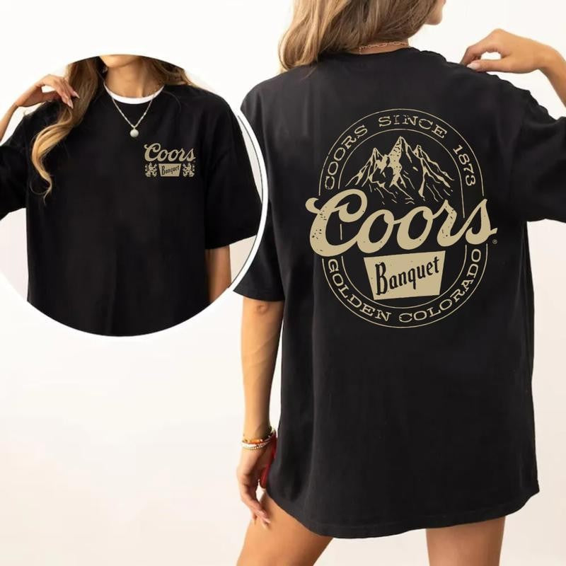 [ Sale Up To 65% ] Coors Banquet 2 Sided Hoodies Sweater T-Shirt Full Color, Classic Design Featuring Retro Coors Mountain Graphic Sweatshirt, Perfect for Beer Lover Gift