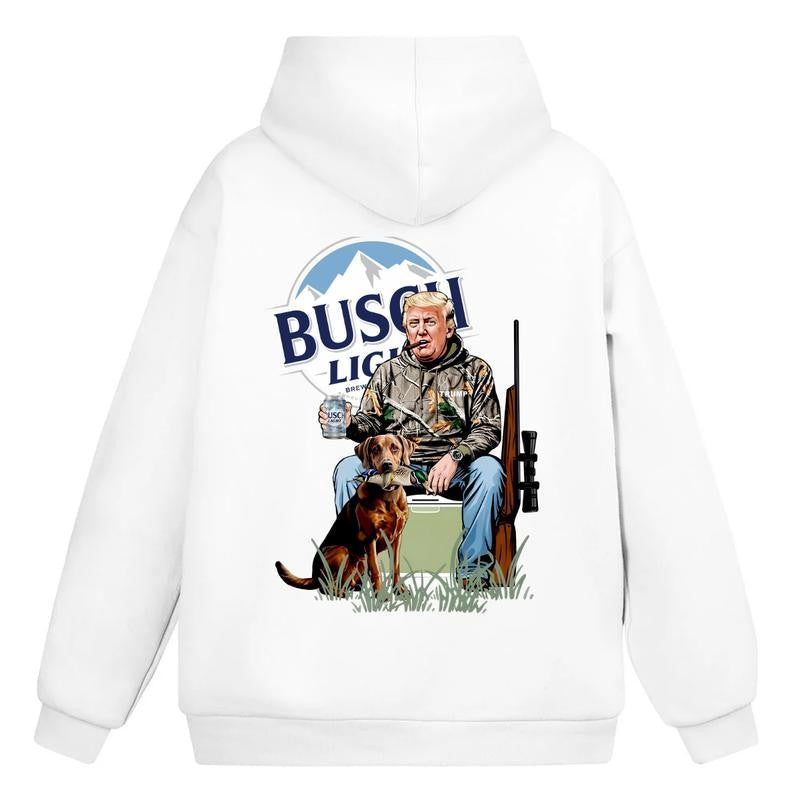 [ Sale Up To 65% ] Hunter Trum With Busch Light 2 Siders Hoodie T-Shirt /Sweatshirt/ Hoodie, Shirt Man woman, Vintage Shirt, Fan Gift Cotton