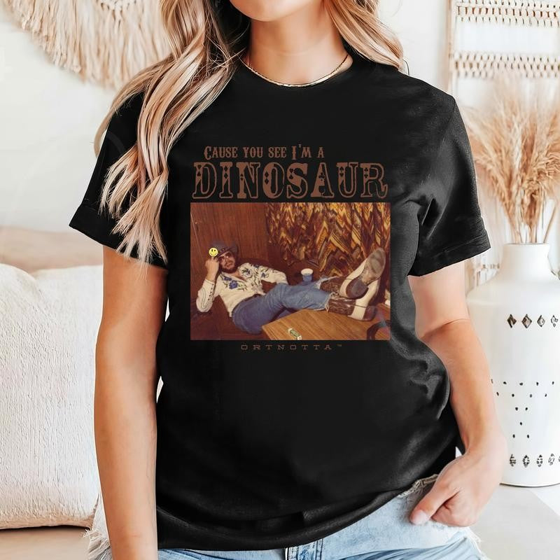 Dinosaur Hank Williams Jr. Bocephus  Western Southern Retro Boho Hippie Shirt Classic Outlaw Country Music Oversized Graphic, Clothing