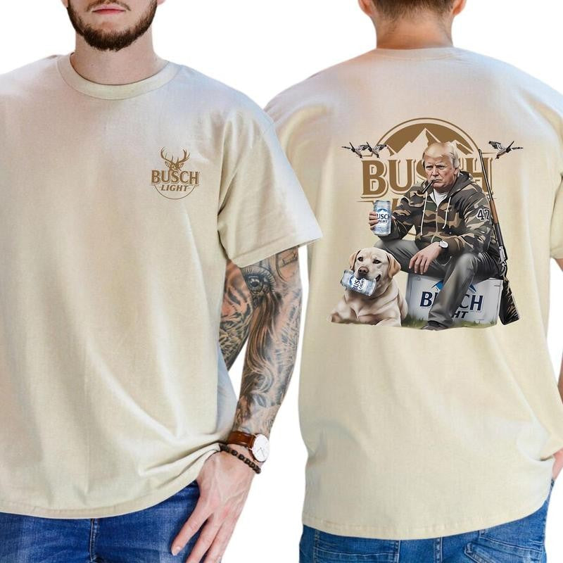 Trump Hunting Busch Light Beer 2 sider Shirt, Trump Hunting Shirt, Graphic Printed Tees For Trump Supporters
