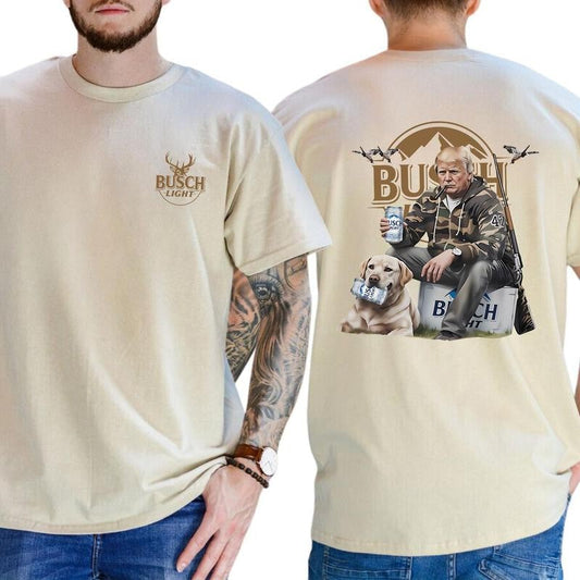 Trump Hunting Busch Light Beer 2 sider Shirt, Trump Hunting Shirt, Graphic Printed Tees For Trump Supporters