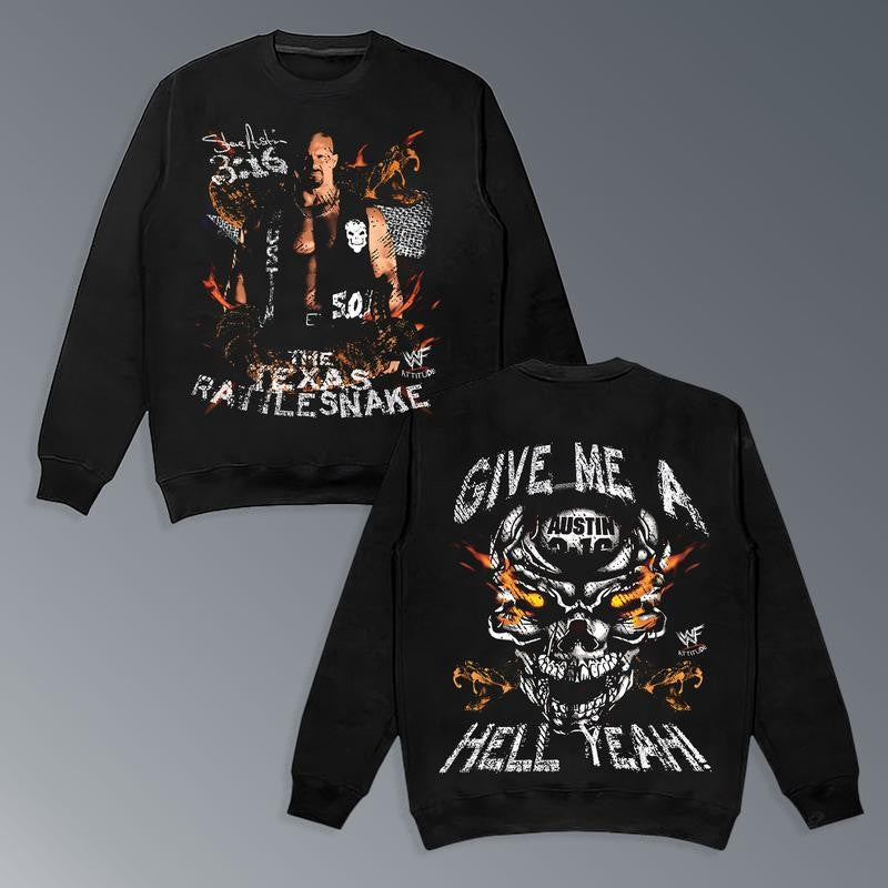 STONE COLD-TEXAS RATTLESNAKE TEE, Wrestling Graphic Tee, WWE Tee, Sports T-shirt, Athlete Shirt, Wrestling Gift Streetwear Crewneck Clothing