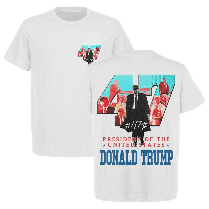 US 47th President Donald Trump Won Again 2024 Graphic T-Shirt - Heavy Cotton Gildan 500, Unisex Election Shirt for Men & Women
