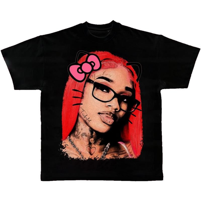Get It Sexyy Kitty Vintage Rap Tee Big Face Hip Hop Graphic T-shirt