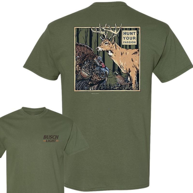 Mens Busch Light Cotton T-Shirt, Hunt Your Passion Unisex Shirt, Clothing Deer Hunting Outdoors Tee, For Men, For Women