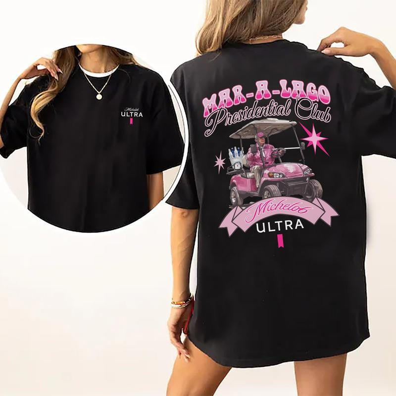 Golf Club Michelob Ultra Beer Pink Graphic Shirt, Funny Golf T-shirt, Drinking Tshirt, Drink Shirt, Comfort Clothing, Cotton Fabric Tshirt, Printed Women's Top, Casual Womenswear