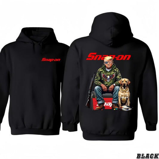 Snap-on Hunting Hoodie - Rugged Outdoorsman 2-Side T-Shirt/Hoodie, Unisex for Man and Women, 100% Cotton, Vintage Graphic Tee, Unisex Sport