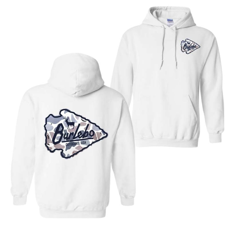 Burlebo Deer Camo Arrowhead Hoodie And T-Shirt - Camo Arrowhead Graphic With Deer, Unisex Casual Wear, Perfect For Outdoor Adventures