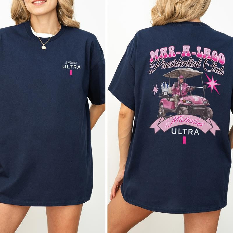 Golf Club Michelob Ultra Beer Pink Graphic Shirt, Funny Golf T-shirt, Drinking Tshirt, Drink Shirt, Comfort Clothing, Cotton Fabric Tshirt, Printed Women's Top, Casual Womenswear