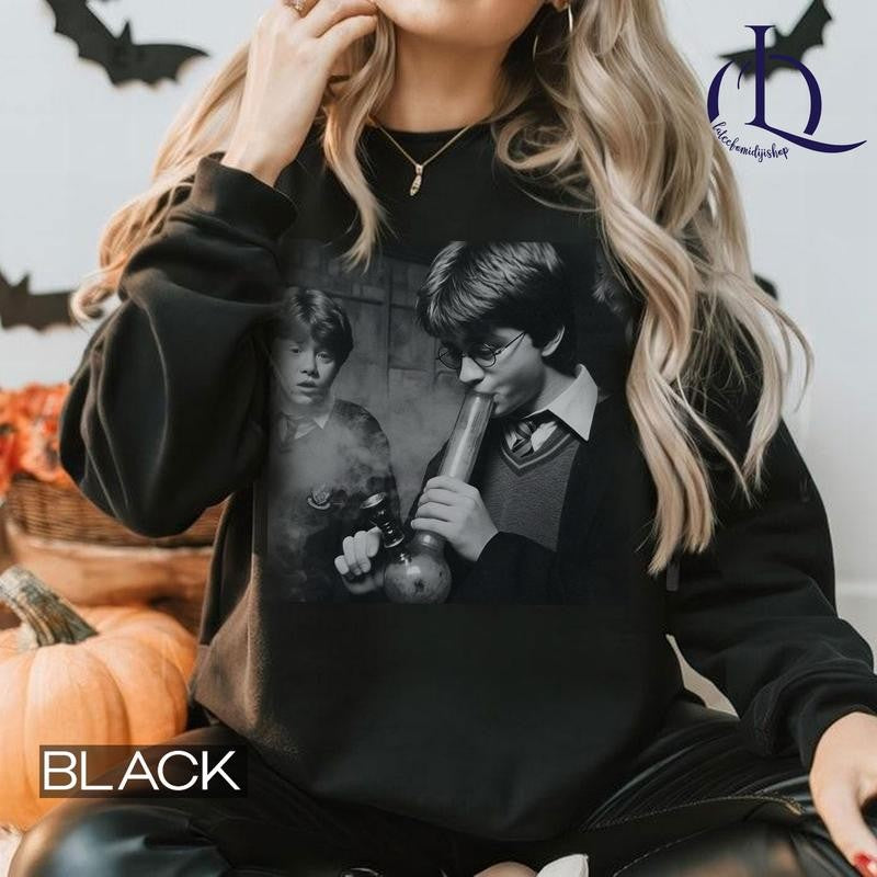 Harry and Ron Smoking  Shirt, Funny Harry And Ron Shirt, Meme 90s Vintage Shirt, Potter Tshirt, Wizarding Fan, Birthday Gift Potter