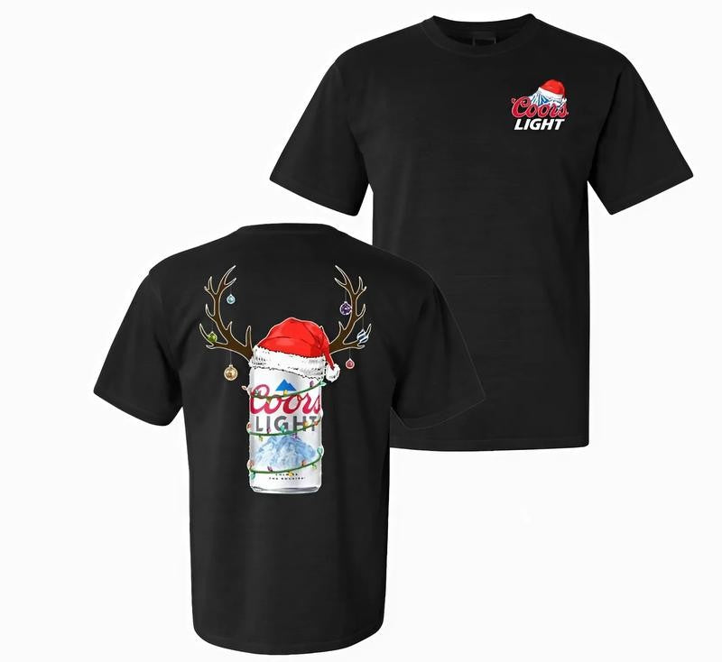 Deer Busch Light Christmas Unisex T-Shirt, Classic Cotton Shirt, Funny Drinking Shirt, Full Colors, For Men, For Women