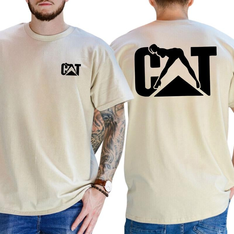 Cat With Woman Shirt, Unisex Classic Fabric Shirt, lady Cat tee, Soft Fabric Short Sleeve Shirt