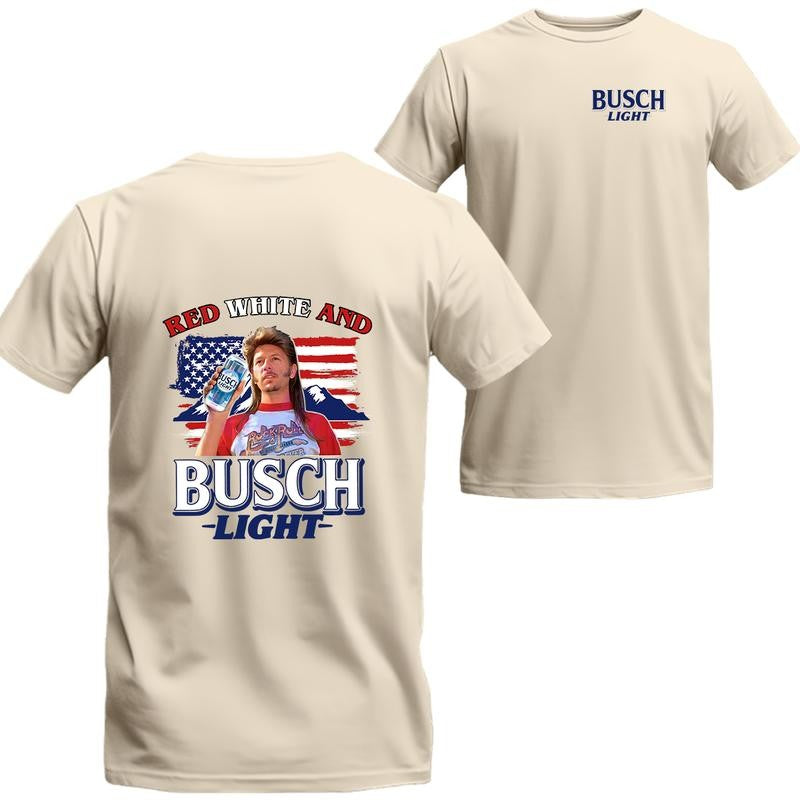Joe Shirt Red White and Busch Light Tee, BUSCH LIGHT Unisex Shirt, Beer Shirt, Menswear Top, Streetwear, Drinking Shirt
