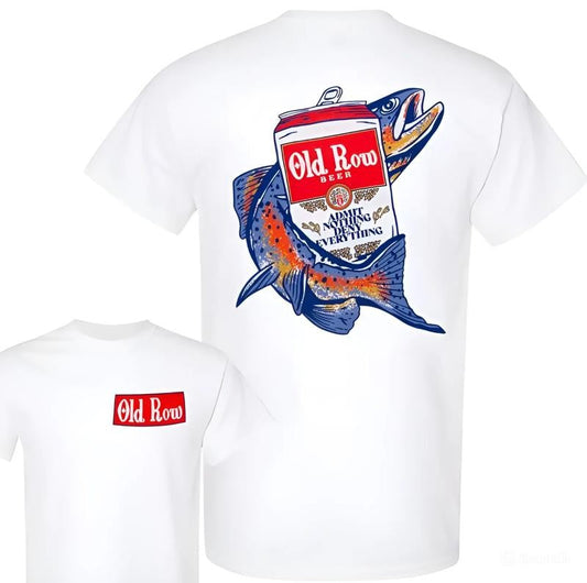 Retro Old Row Beer T-Shirt, Fishing with Beer Shirt, Funny Summer Tee, For Men, For Women