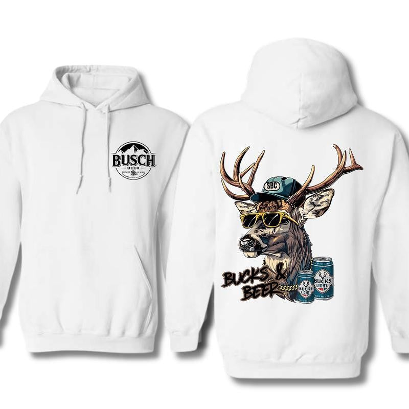 Busch Light Bucks & Beer 2 Sided Hoodie - Sweatshirts, Perfect For Beer Lovers, Unisex for Men and For Women Classic Cotton