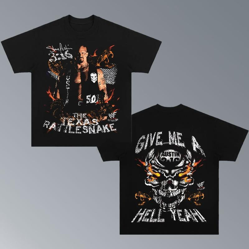 STONE COLD-TEXAS RATTLESNAKE TEE, Wrestling Graphic Tee, WWE Tee, Sports T-shirt, Athlete Shirt, Wrestling Gift Streetwear Crewneck Clothing