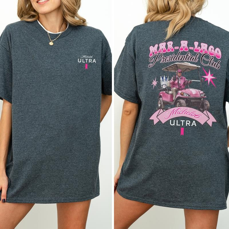 Golf Club Michelob Ultra Beer Pink Graphic Shirt, Funny Golf T-shirt, Drinking Tshirt, Drink Shirt, Comfort Clothing, Cotton Fabric Tshirt, Printed Women's Top, Casual Womenswear