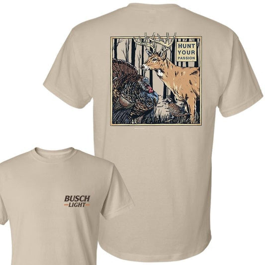 Mens Busch Light Cotton T-Shirt, Hunt Your Passion Unisex Shirt, Clothing Deer Hunting Outdoors Tee, For Men, For Women