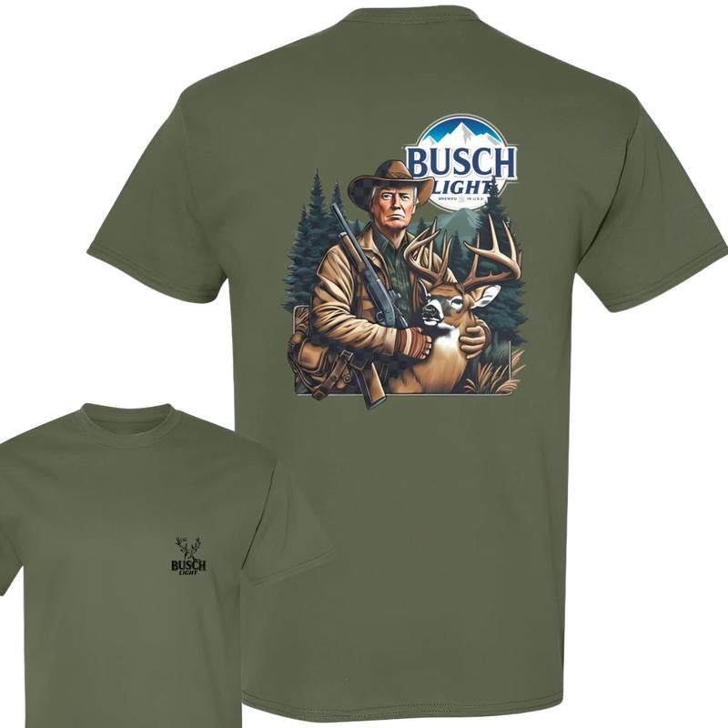 Busch Light Hunting Hoodie, Sweatshirt, T-shirt - Hunter with Deer Graphic Hoodie for Outdoor Enthusiasts, Perfect for Nature Lovers Menswear