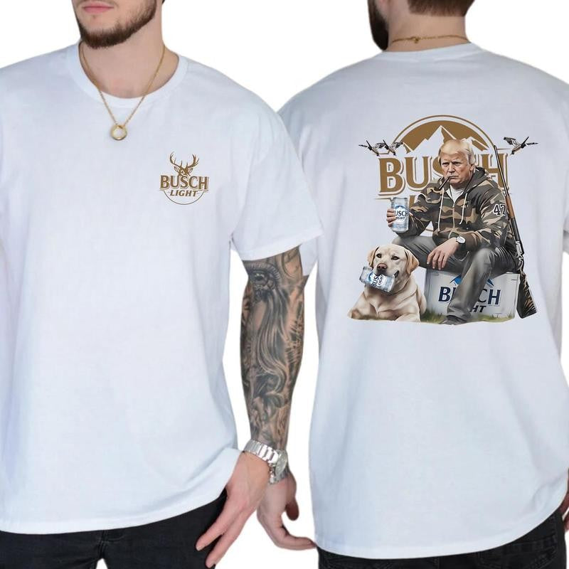 Trump Hunting Busch Light Beer 2 sider Shirt, Trump Hunting Shirt, Graphic Printed Tees For Trump Supporters
