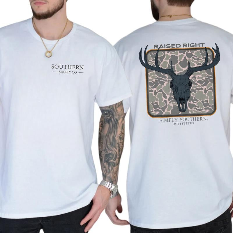 Simply Southern Outfitters Raised Right T-Shirt, Short Sleeve Graphic T-Shirt, Soft Fabric