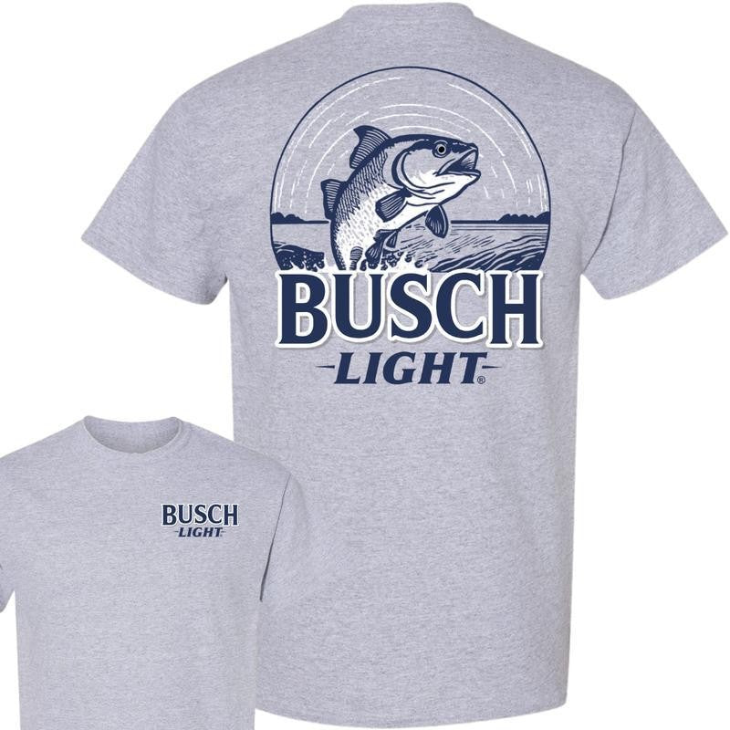 Busch Light T-Shirt, Busch Light, Beer Tee - Busch Light Wildlife 2-sided T-shirt, Casual Graphic Round Neck T-shirt for Summer, Fashion Top for Daily Wear,  For Men, For Women